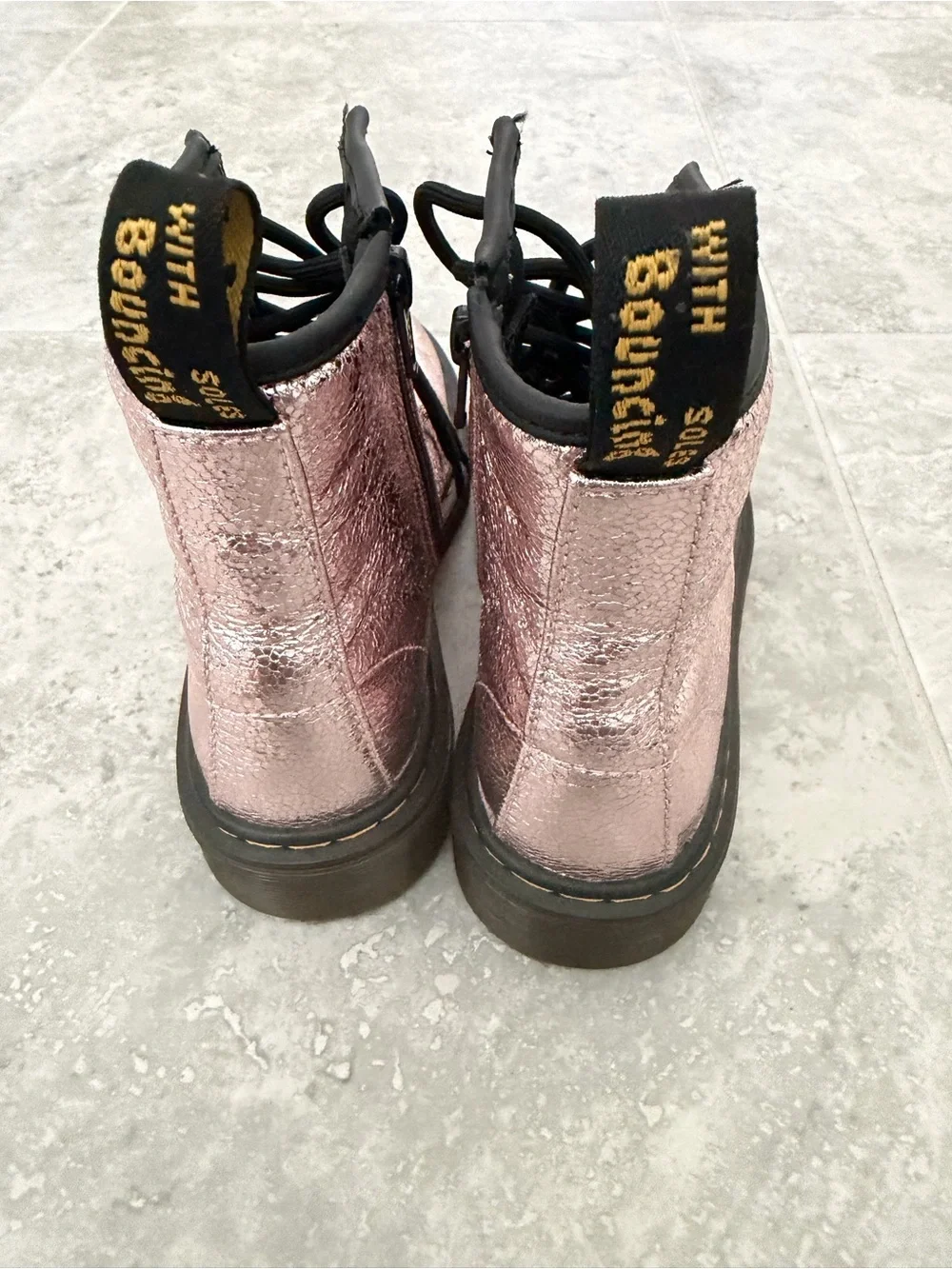 Dr Martens Metallic Pink Lace-Up Combat Boots